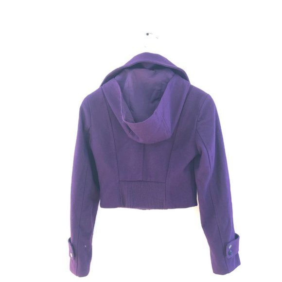 BCBG MaxAzria Cropped Cashmere Coat Purple XXS - Picture 3 of 6